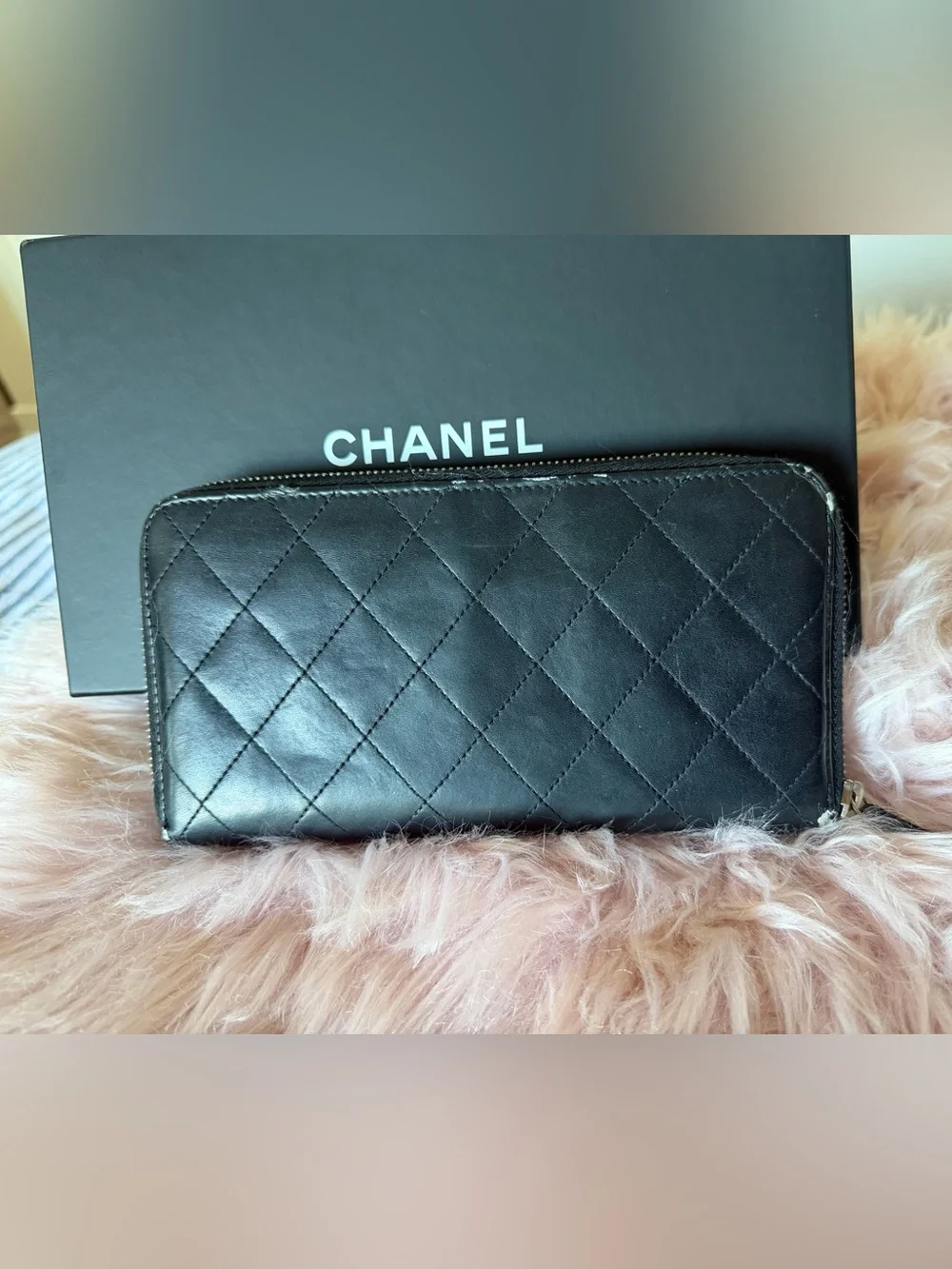 🖤🤍Chanel CC Logo Quilted Lambskin Long Zippy Wallet🤍🖤